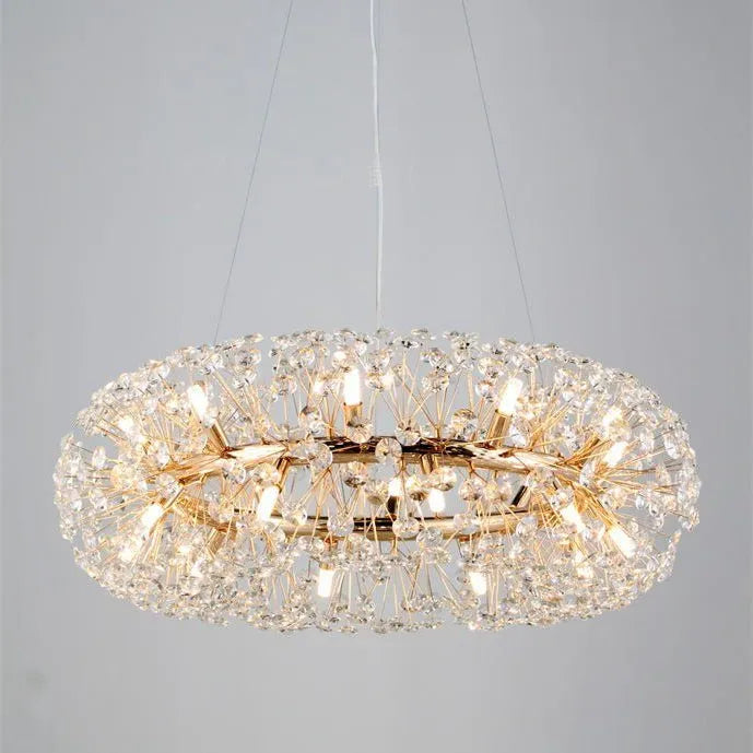 Aria Dandelion Halo Round Crystal Ring Chandelier Light