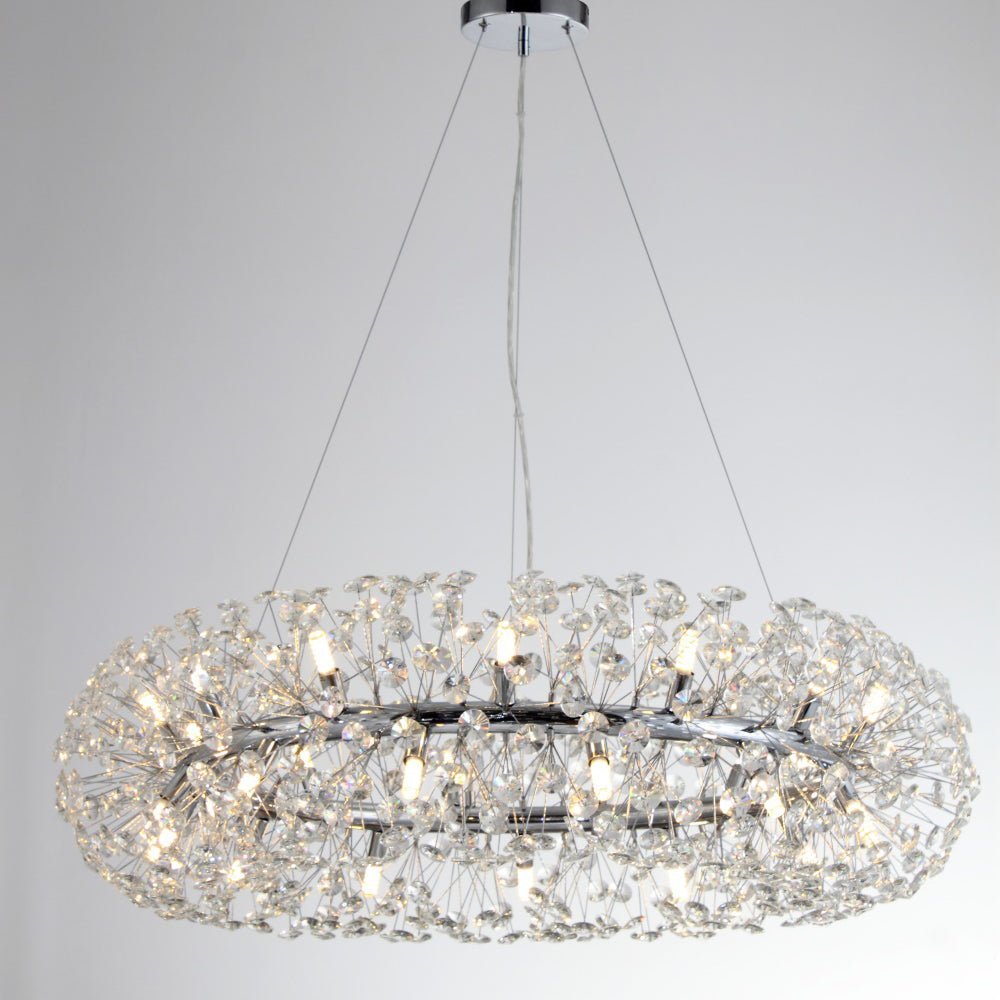 Aria Dandelion Halo Round Crystal Ring Chandelier Light