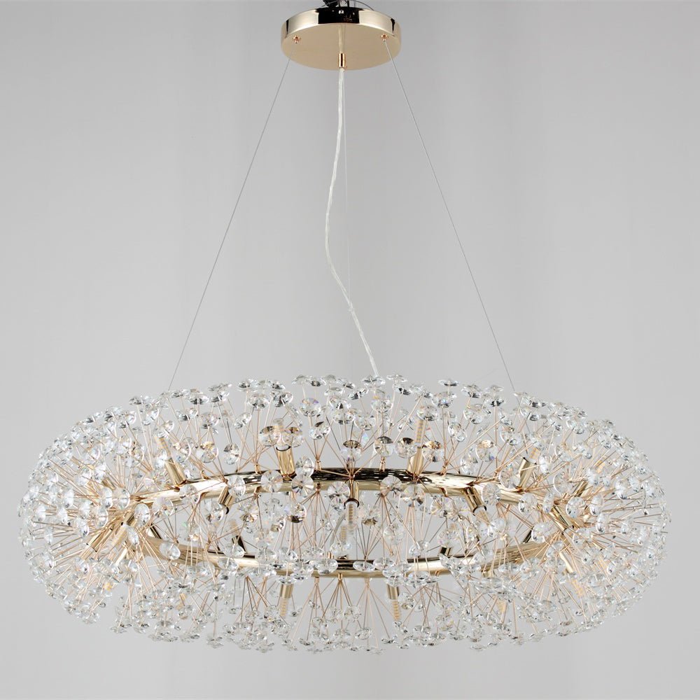 Aria Dandelion Halo Round Crystal Ring Chandelier Light