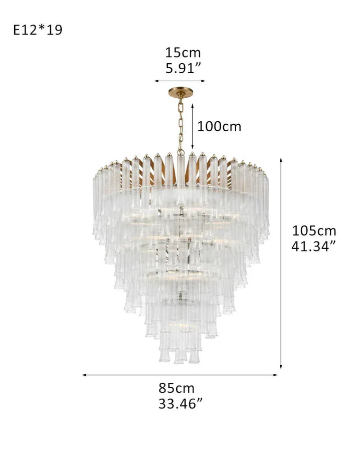 9 Light 20" Wide LED Lorelei Round Tiered Chandelier in Black Chain use for dining room 19-light-D85*H105CM D33.46"*H41.34" Brass American chandelier