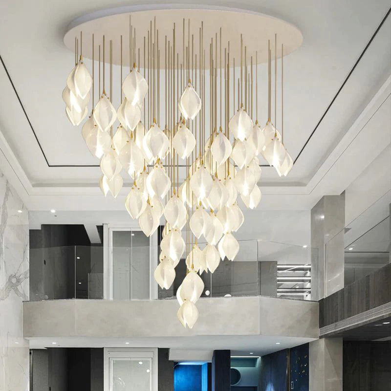 Vertical Modern Ceramic Ginkgo Tree Petal Chandelier