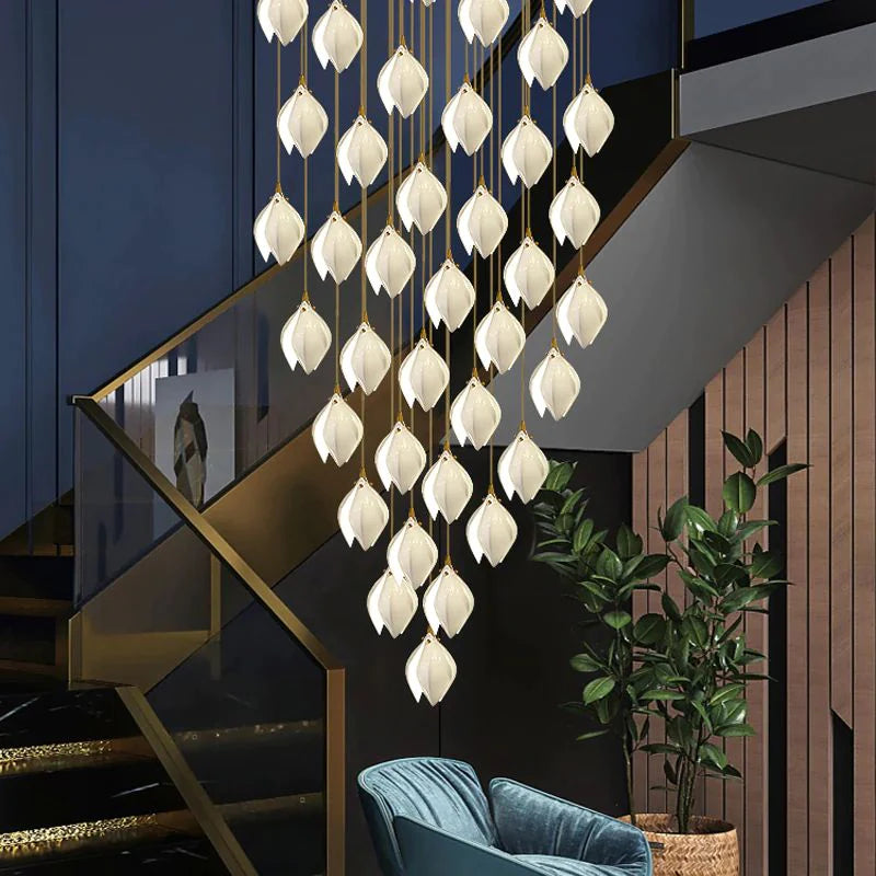 Vertical Modern Ceramic Ginkgo Tree Petal Chandelier