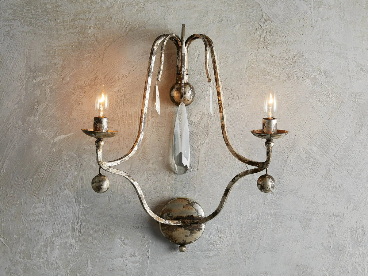 Gothic 2-Light Wall Sconce- Silver 