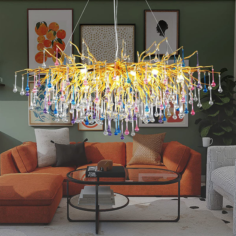 Doris Rain Crystal Branch Chandelier 54"L