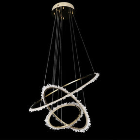 Modern (16+24+31.5) Inch Round Quartz Crystal Chandelier Three Rings Suspended Pendant Light