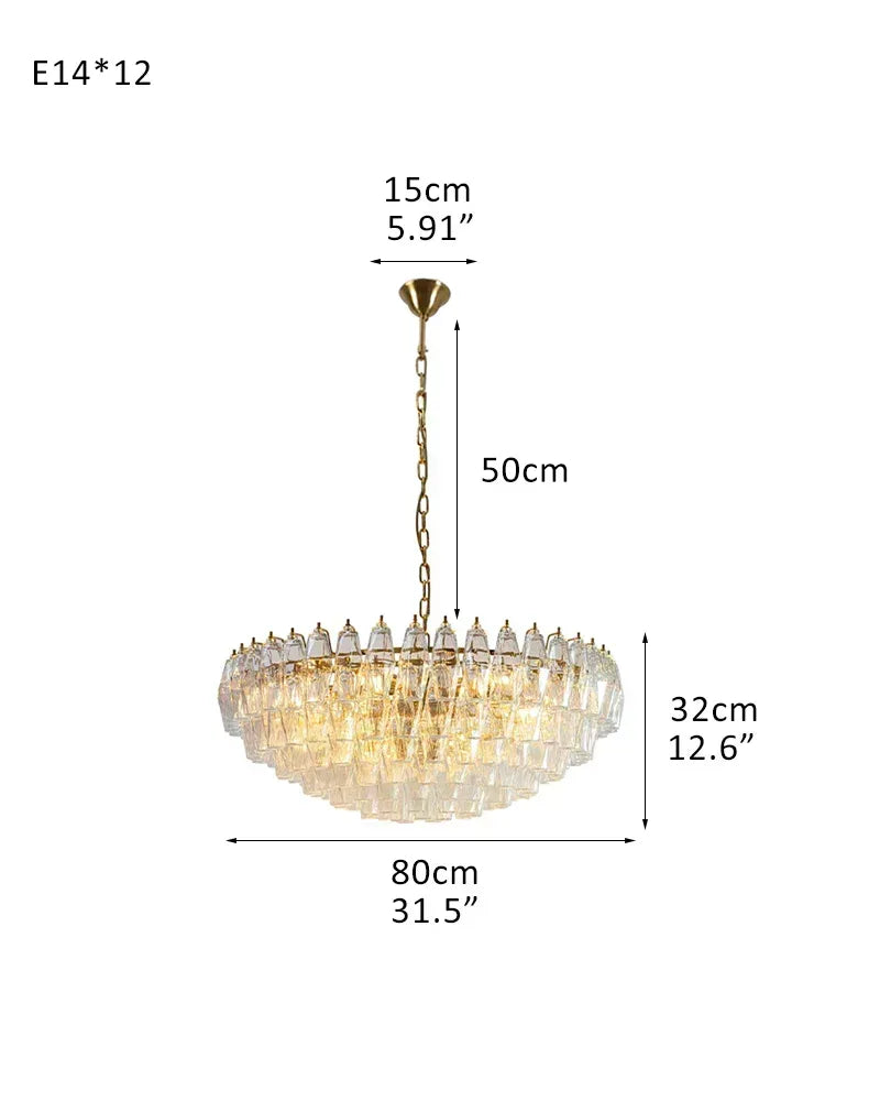 Modernist Chandelier ceiling brass satin frame decor for sitting room | Purple Blown Glass D80*H32CM D31.5"*H12.6" Clear American Vintage chandelier lamp