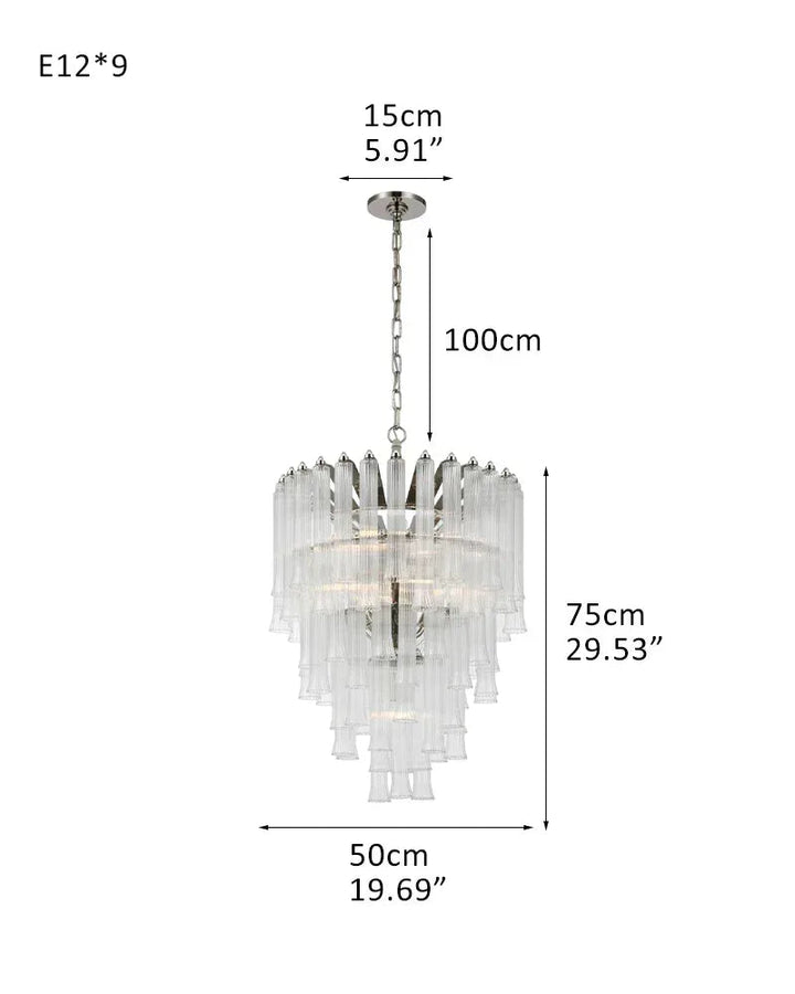 9 Light 20" Wide LED Lorelei Round Tiered Chandelier in Black Chain use for dining room 9-light-D50*H75CM D19.69"*H29.53"-Pendant Silver American chandelier