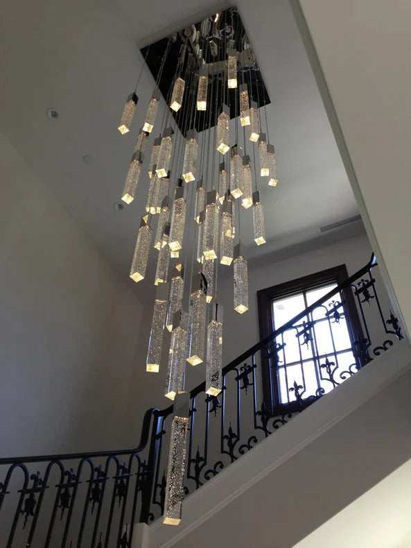 Aria Light Luxury Glacier Bubble Crystsal Chandelier in Gold/Chrome/Black Finish for Staircase/Foyer