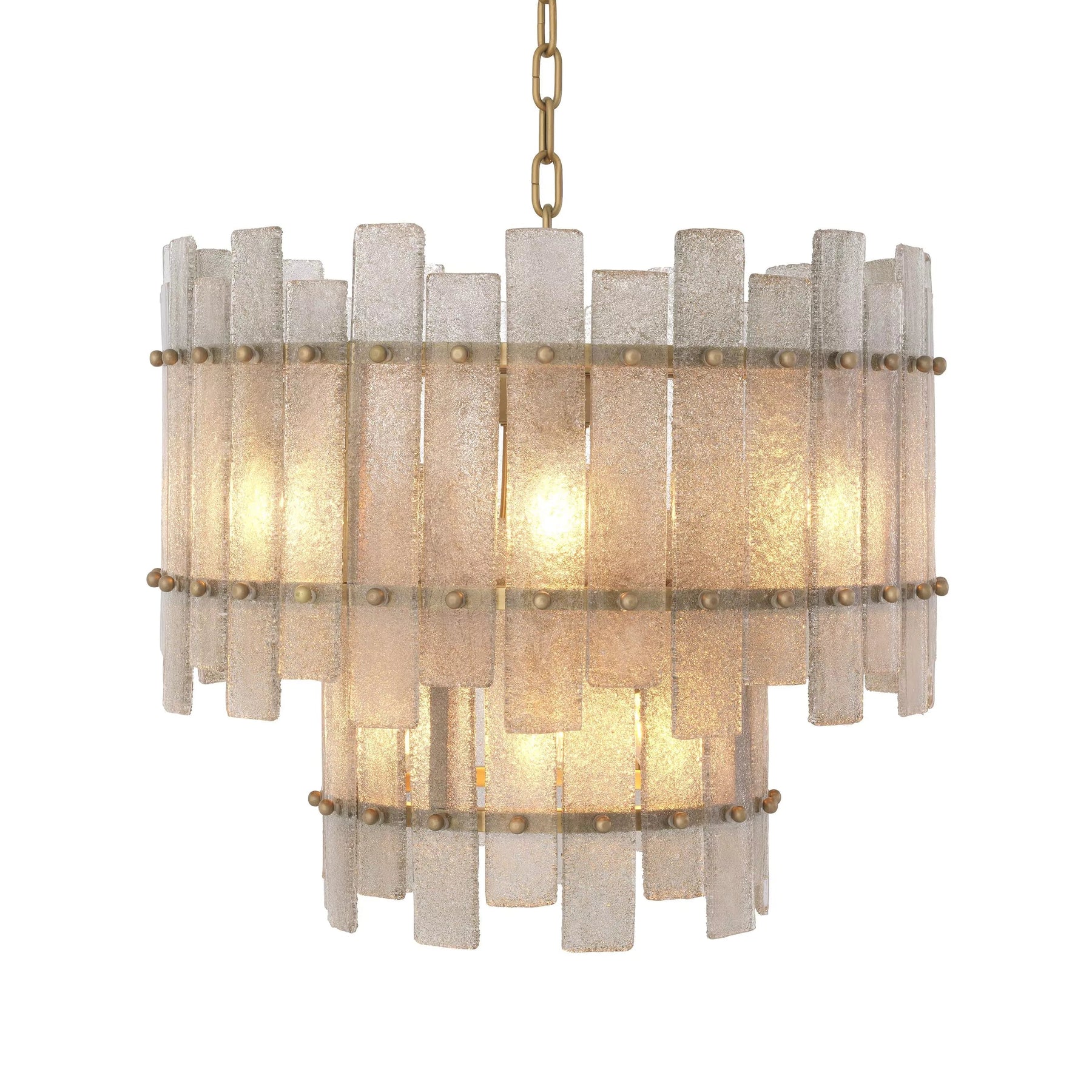 Aurora Modern Brass Chandelier - (Antique Brass Finish | Hand Blown Glass)