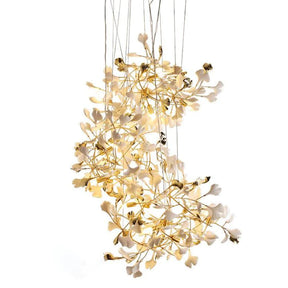 Vertical Modern Ceramic Petal Chandelier Stair Light