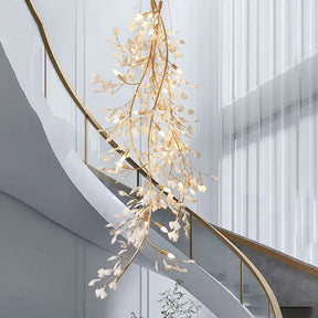 Vertical Modern Ceramic Petal Chandelier Stair Light