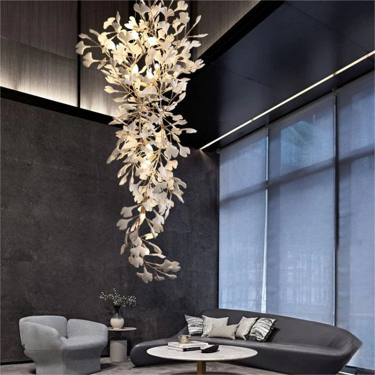 Vertical Modern Ceramic Petal Chandelier Stair Light