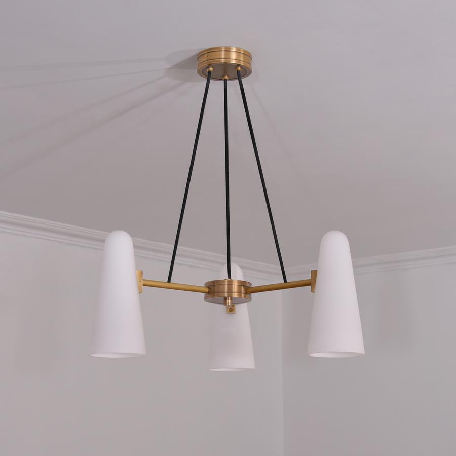 White Porcelain Round Chandelier 3-Lights