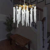 Doris White Crystal Branch Round Chandelier D20.5" L45"