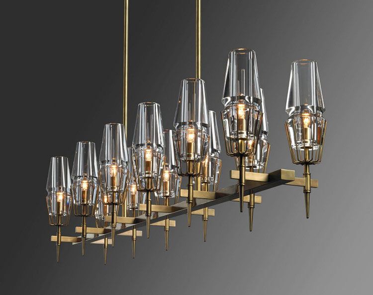 David Glass Round Chandelier Brass