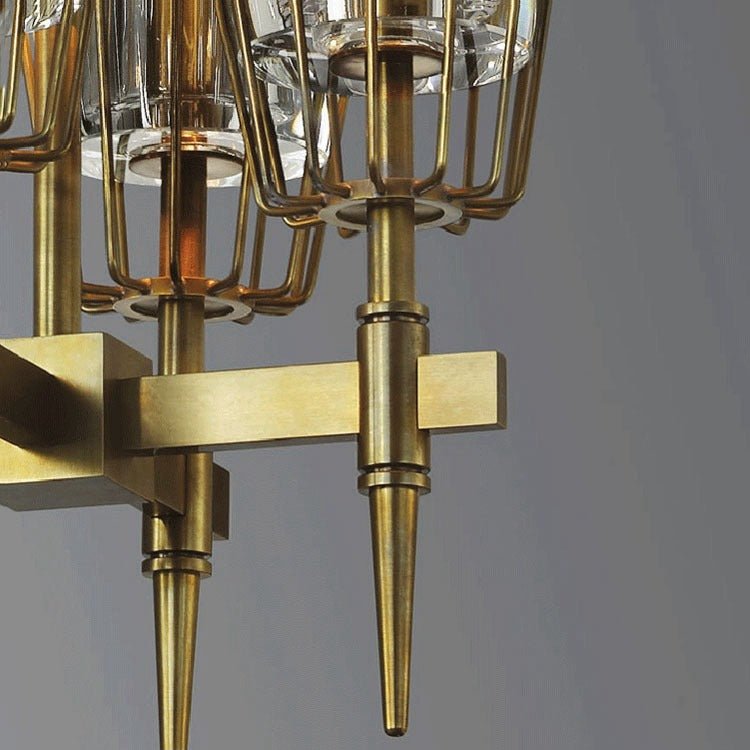 Aria Dave Glass Brass Linear Chandelier Light for Dining Room