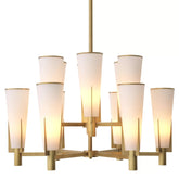 Nora Double Modern Brass Chandelier - (Antique Brass Finish/White Glass)