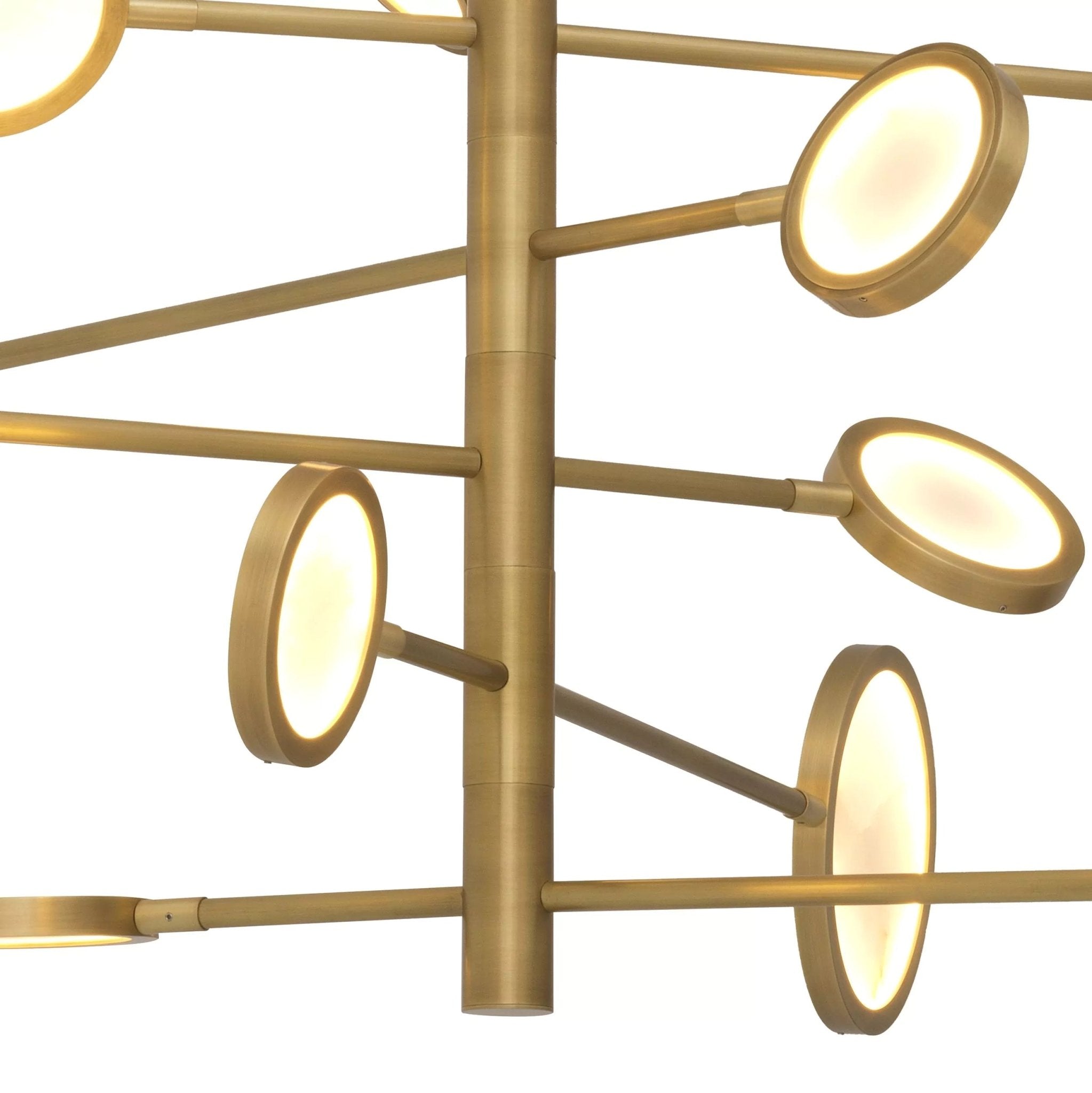 Cooper Modern Brass Chandelier - (Antique Brass Finish | Alabaster) - Arialamps