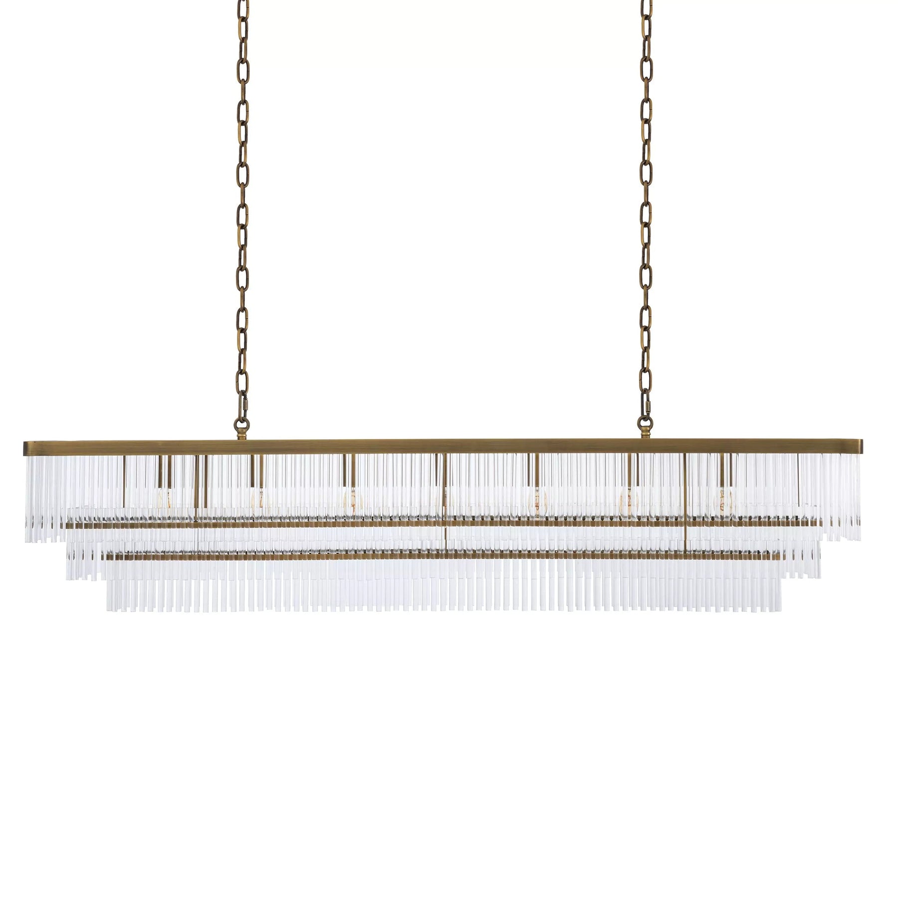 Fairy Rectangle Modern Brass Glass Chandelier