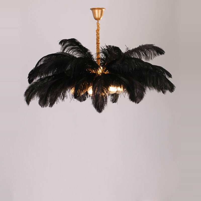 Elva Brass Palm Tree Feather Chandelier（customize 20”）