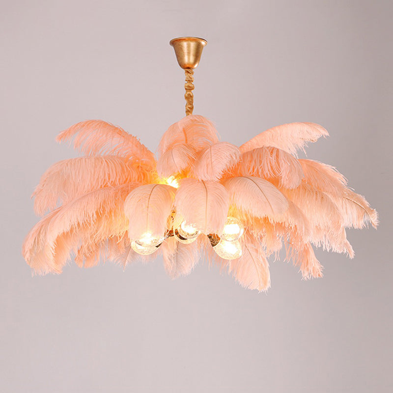 Elva Brass Palm Tree Feather Chandelier（customize 20”）