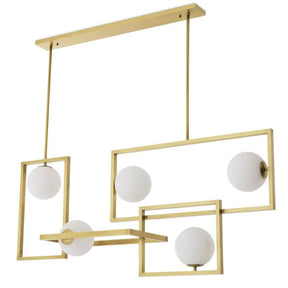 Tortora Modern Brass Chandelier - Antique Brass Finish | White Glass