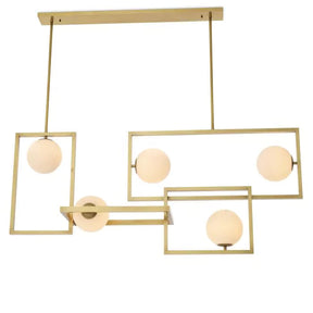 Tortora Modern Brass Chandelier - Antique Brass Finish | White Glass