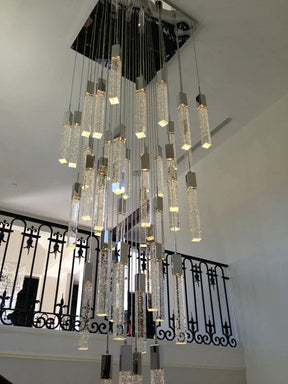 Aria Light Luxury Glacier Bubble Crystsal Chandelier in Gold/Chrome/Black Finish for Staircase/Foyer