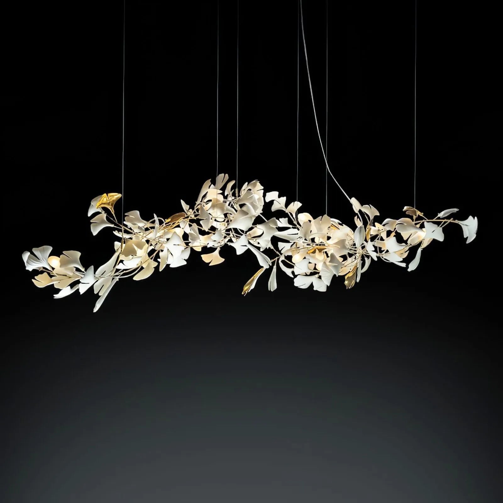 Aria Raven Porcelain Linear Chandelier Gold