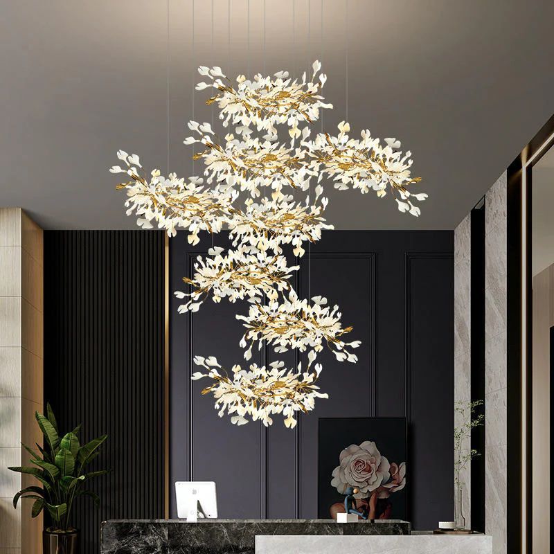 Aria Ginkgo Cascading C (Alternating) Branch Chandelier