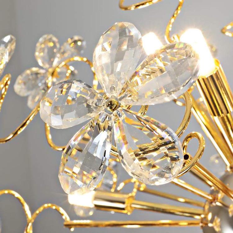 Golden Faceted Crystal Petal Dandelion Pendant Light