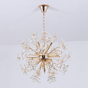 Golden Faceted Crystal Petal Dandelion Pendant Light