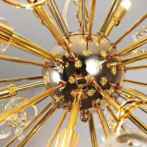 Golden Faceted Crystal Petal Dandelion Pendant Light