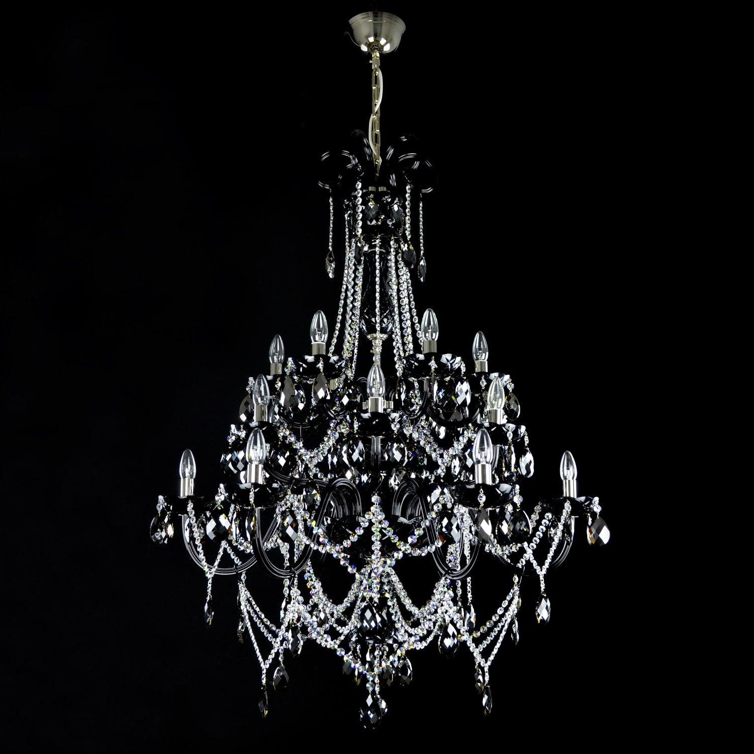 Aria Grandiose Black 18 Light Crystal Chandelier