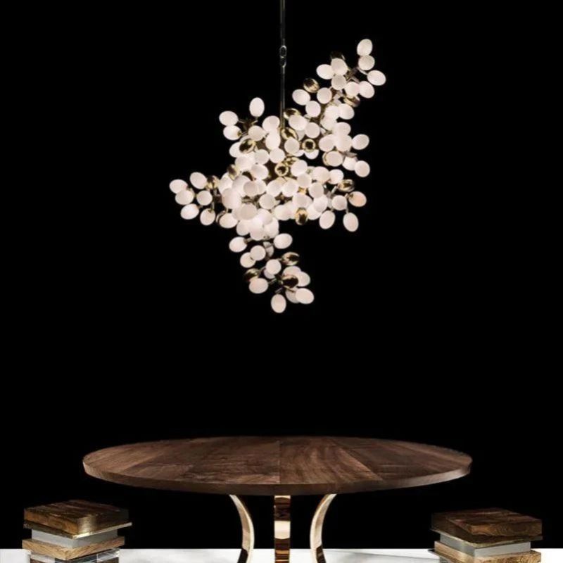 Aria Grapes Hanging Branch Chandelier Over Kitchen Island