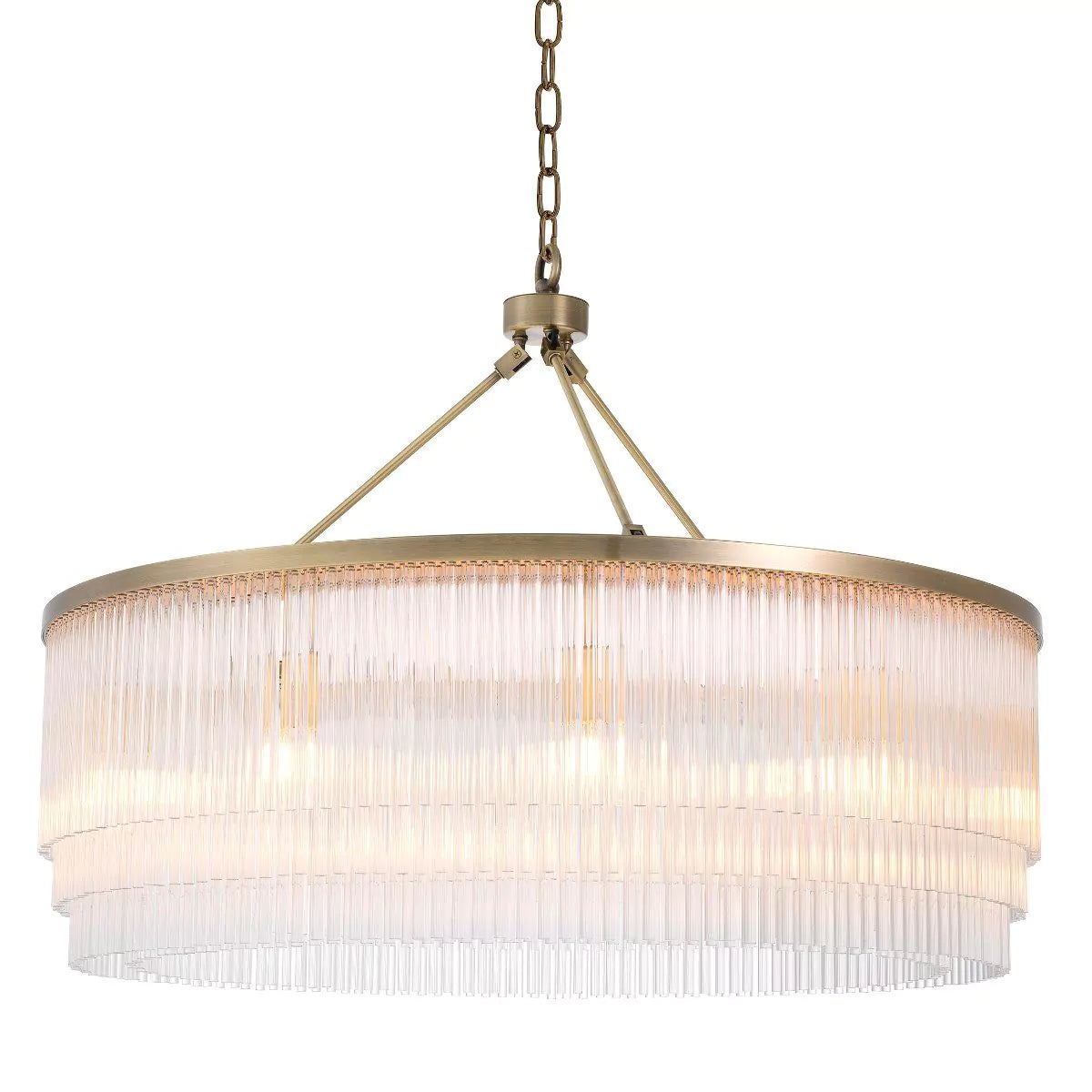 Fairy L Modern Brass Glass Chandelier - (Light Brushed Brass Finish/Clear Glass)