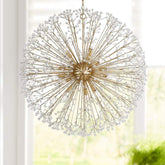 16-Light Brass Crystal Globe Chandelier 40”