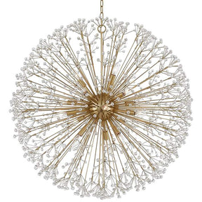 16-Light Brass Crystal Globe Chandelier 40”