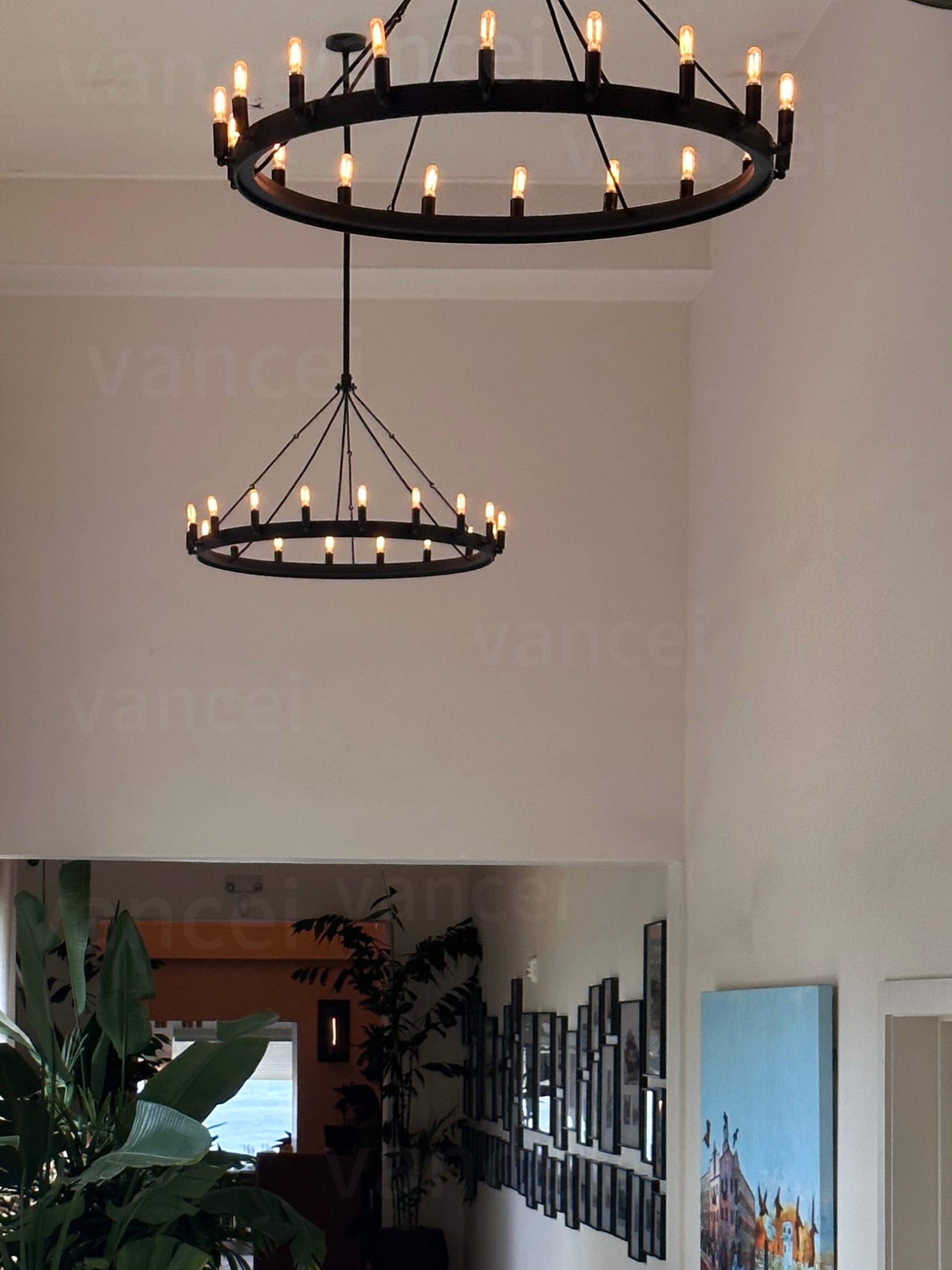 Vintage Filament Round Chandelier