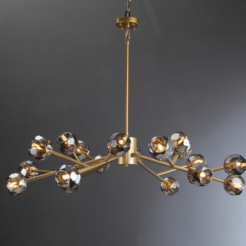 Aria Kelly Bianca Cristal Glass Ball Modern Round Chandelier Light 48"