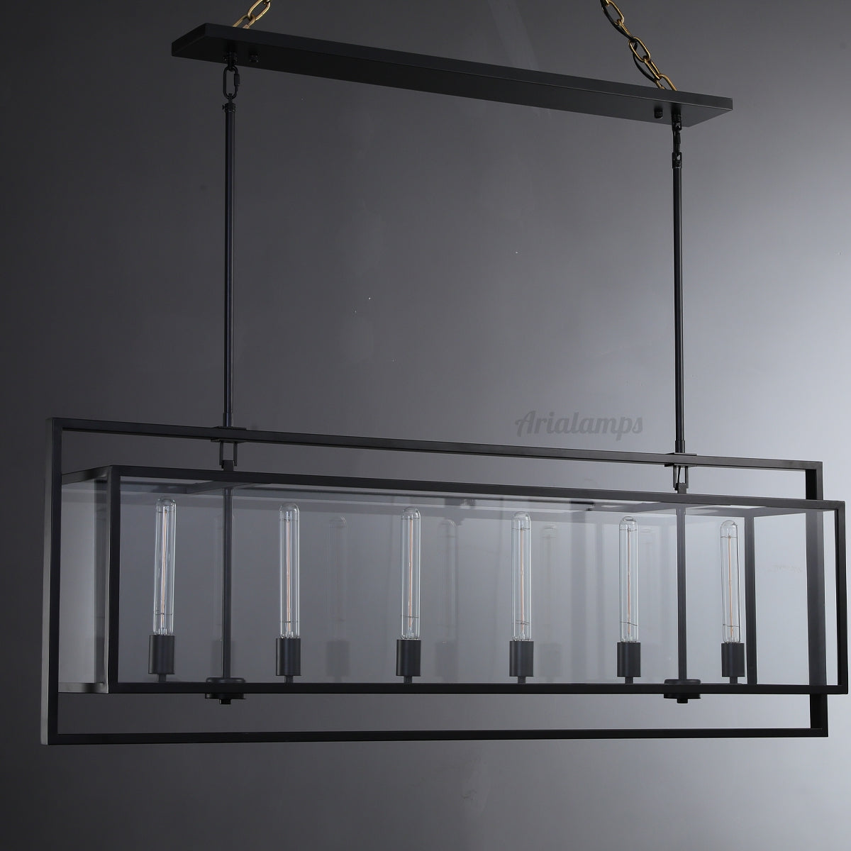 Aria Deckman Glass Lantern Rectangular Chandelier