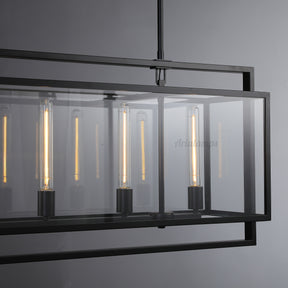 Aria Deckman Glass Lantern Rectangular Chandelier