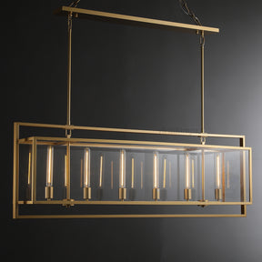 Aria Deckman Glass Lantern Rectangular Chandelier