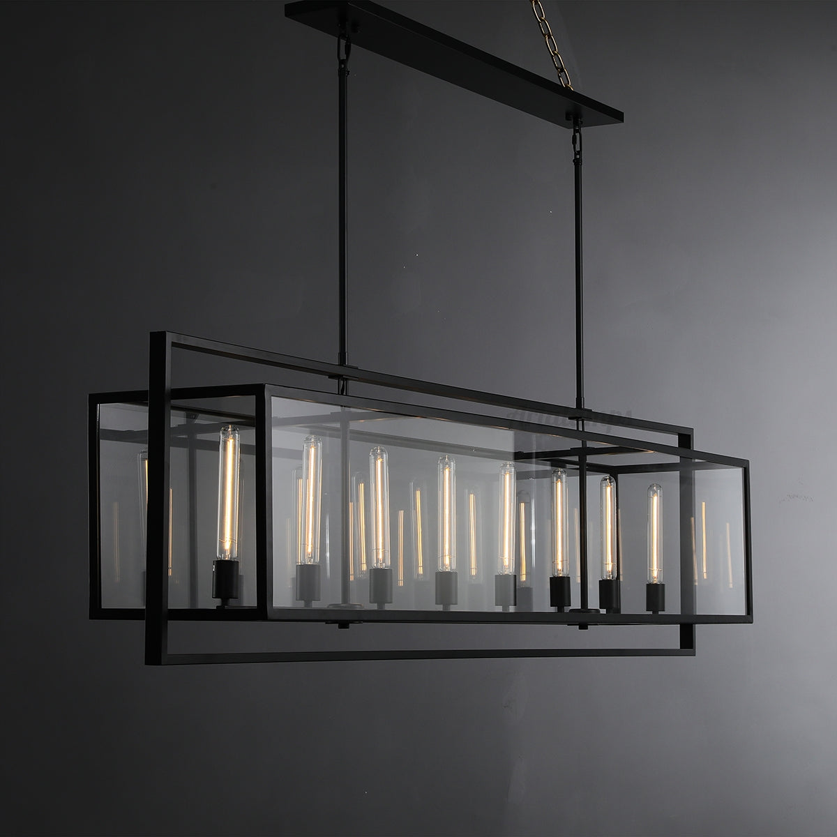 Aria Deckman Glass Lantern Rectangular Chandelier