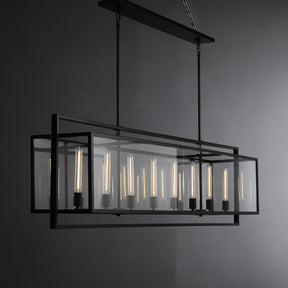 Aria Deckman Glass Lantern Rectangular Chandelier