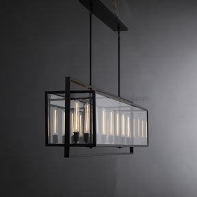 Aria Deckman Glass Lantern Rectangular Chandelier