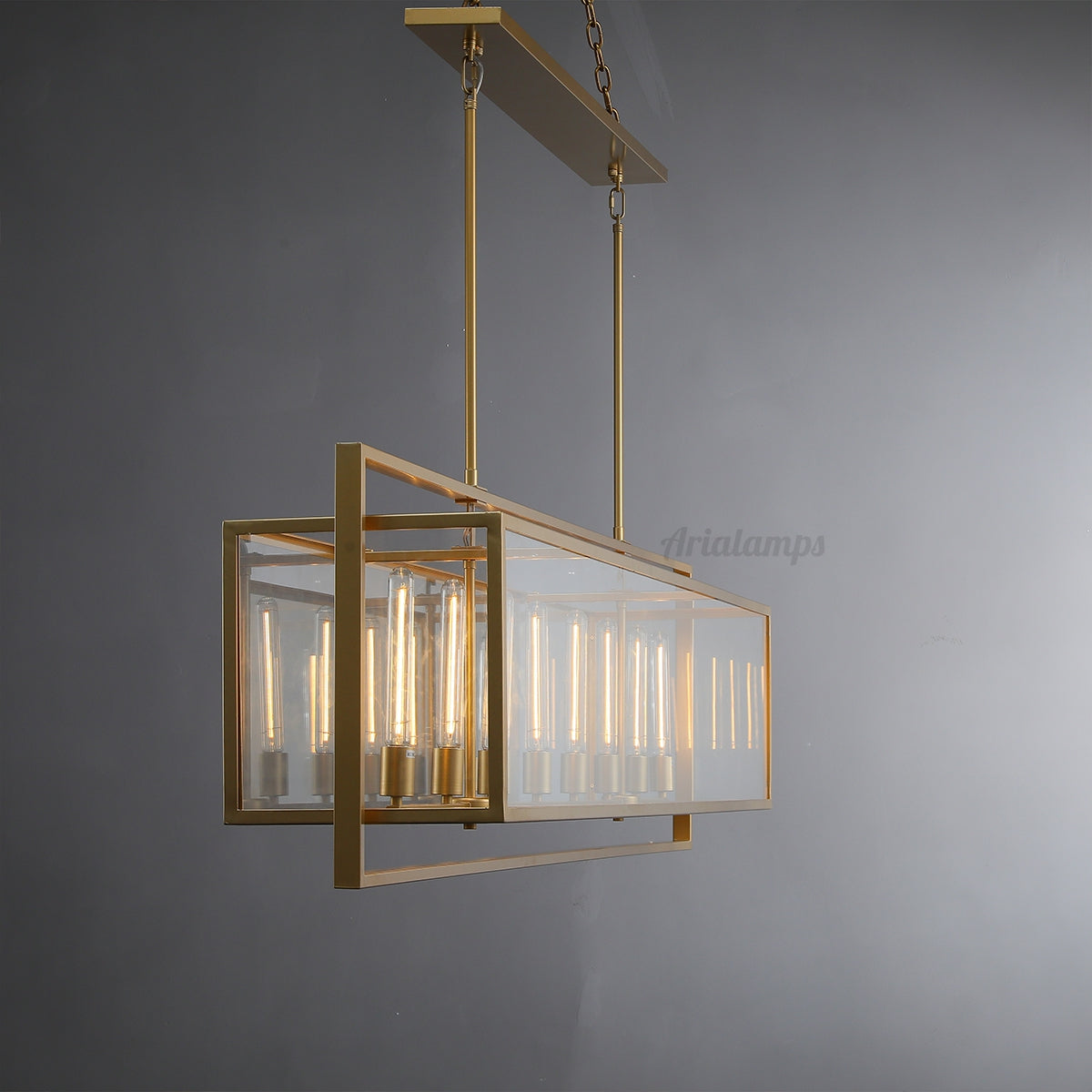 Aria Deckman Glass Lantern Rectangular Chandelier