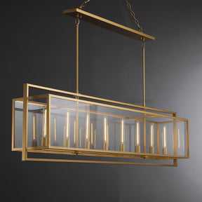 Aria Deckman Glass Lantern Rectangular Chandelier