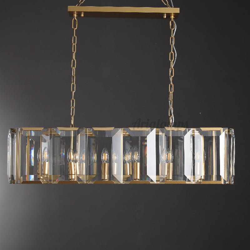 Aria Harry Crystal Rectangular Chandelier For Dining Room