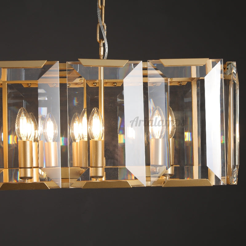 Aria Harry Crystal Rectangular Chandelier For Dining Room